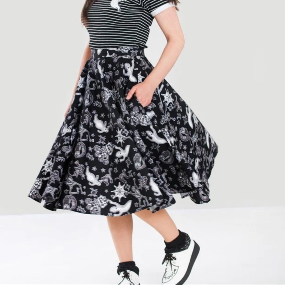 Hell Bunny Black and White A-Line Skirt